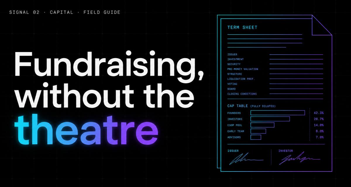 Fundraising, without the theatre — Stir Advisors signal on Capital · Field Guide